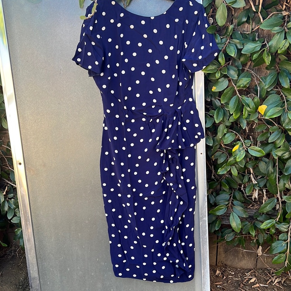 ASOS polka dot navy blue long dress